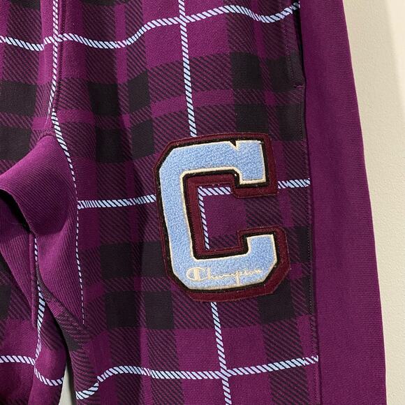 Champion Women's Purple Plaid Reverse Weave Jogger Sweatpants Size Small - Picture 3 of 8